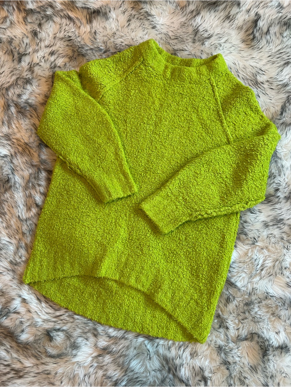 Free People Vibrant Lime Bouclé Sweater